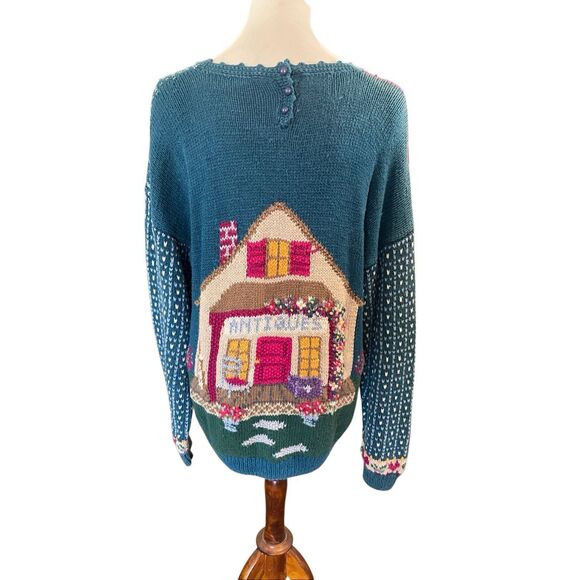Vintage 80’s Cape Isle Knitters Patchwork Hand Knit Cottagecore Sweater L-RARE - Picture 13 of 13